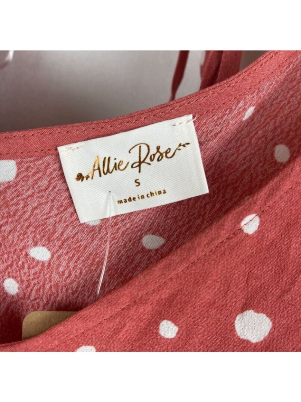 Allie Rose Polka Dot Ruffle Hem Romper With Tie Back & Short Sleeves - Size S - Picture 4 of 12